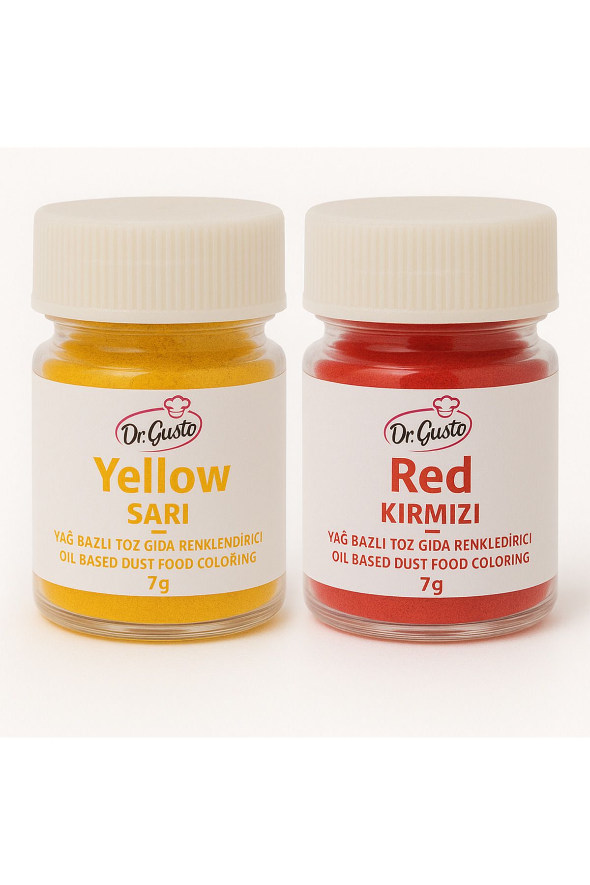 Dr. Gusto Yağ Bazlı Toz Gıda Boyası Sarı ve Kırmızı 7 gr