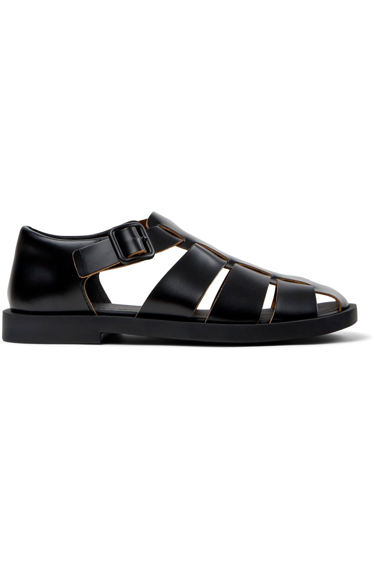 CAMPER-Men's Black Adjustable Sandals with Hook And Loop Strap, Soft Sole, Genuine Leather Don 2