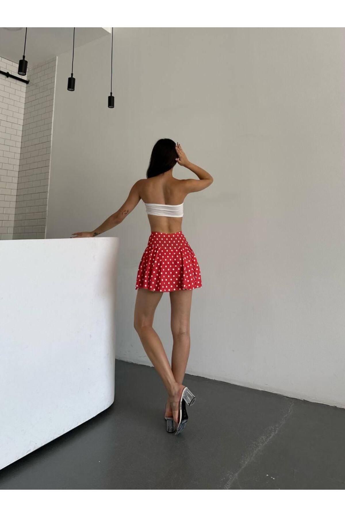 moda poni Puantiyeli Şort Etek