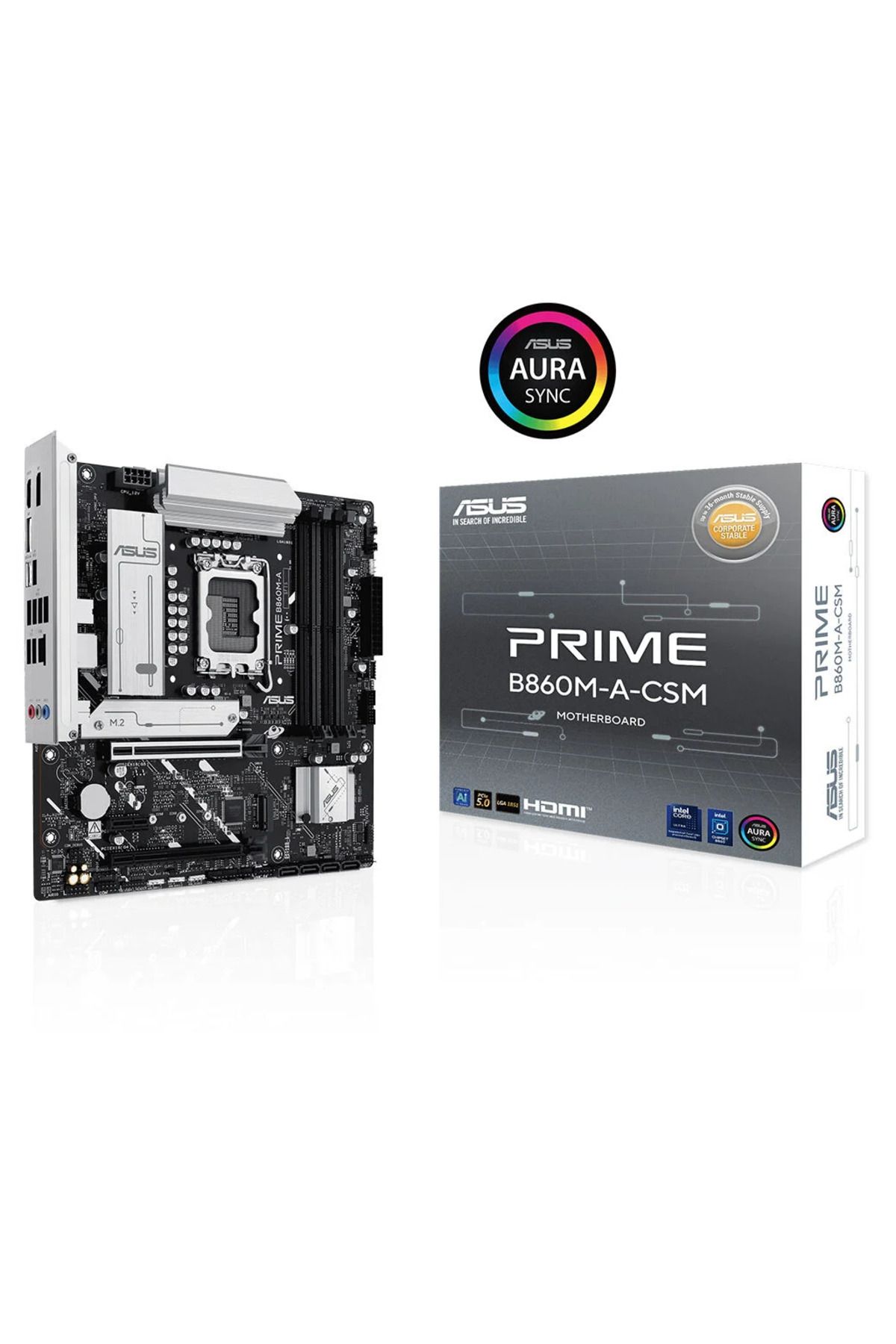 ASUS PRIME B860M-A-CSM, 8666MHz, 4xDDR5 2xM.2, HDMI, 2xDP, Type-C, Intel Core Ultra CPU(Seri 2), LGA
