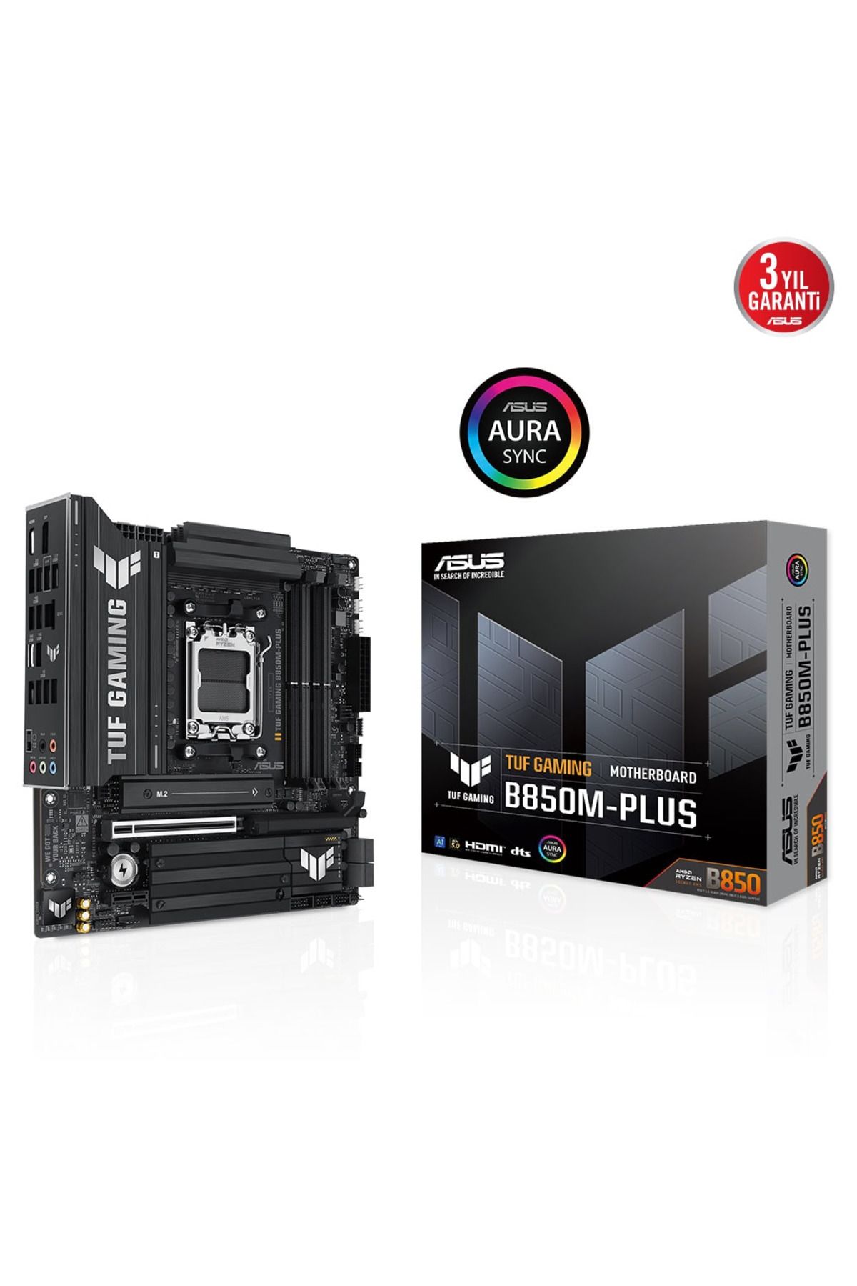 ASUS TUF GAMING B850M-PLUS, 4xDDR5, 3x M.2, HDMI, DP, Type-C, AM5 Soket GAMING Anakart