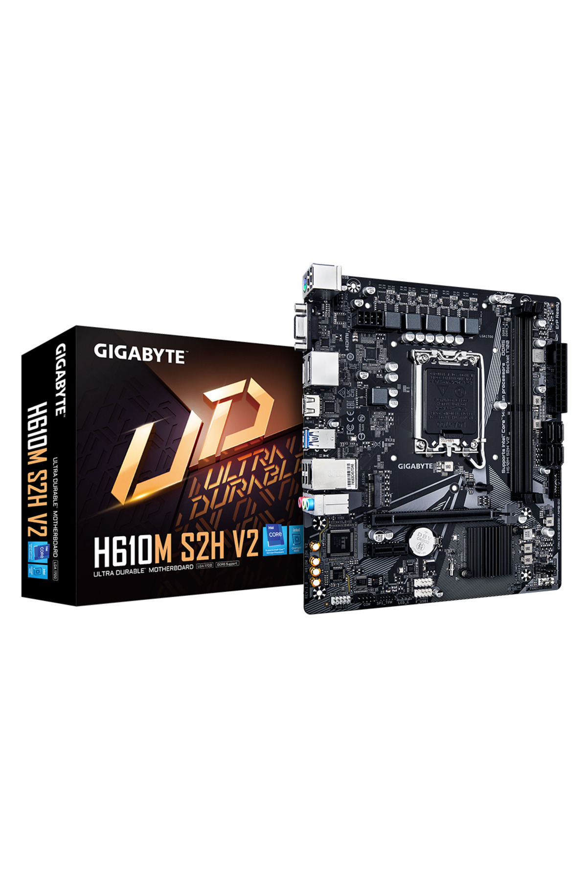 Gigabyte-H610M S2H V2، rev.1.0، 5600 ميجا هرتز، 2xDDR5، M.2، D-SUB، 2xDP، HDMI، 12-13-14.جيل، LGA1700 Sok 2