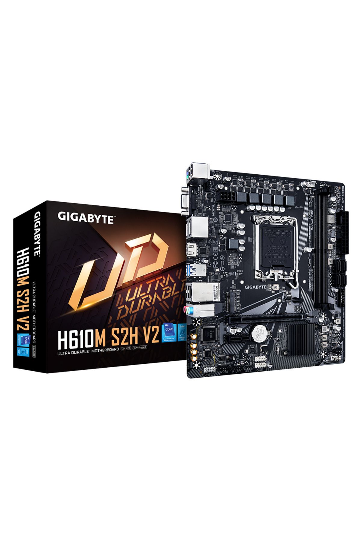 Gigabyte H610M S2H V2, rev.1.0, 5600MHz, 2xDDR5, M.2, D-SUB, 2xDP, HDMI, 12-13-14.Nesil, LGA1700 Sok