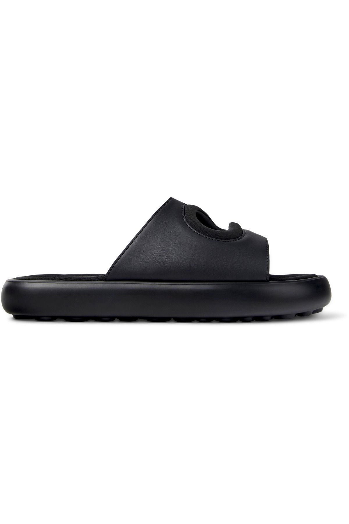 CAMPER-Men's Black Hook And Loop Genuine Leather Slip-On Twin Slide with Soft EVA Sole 2
