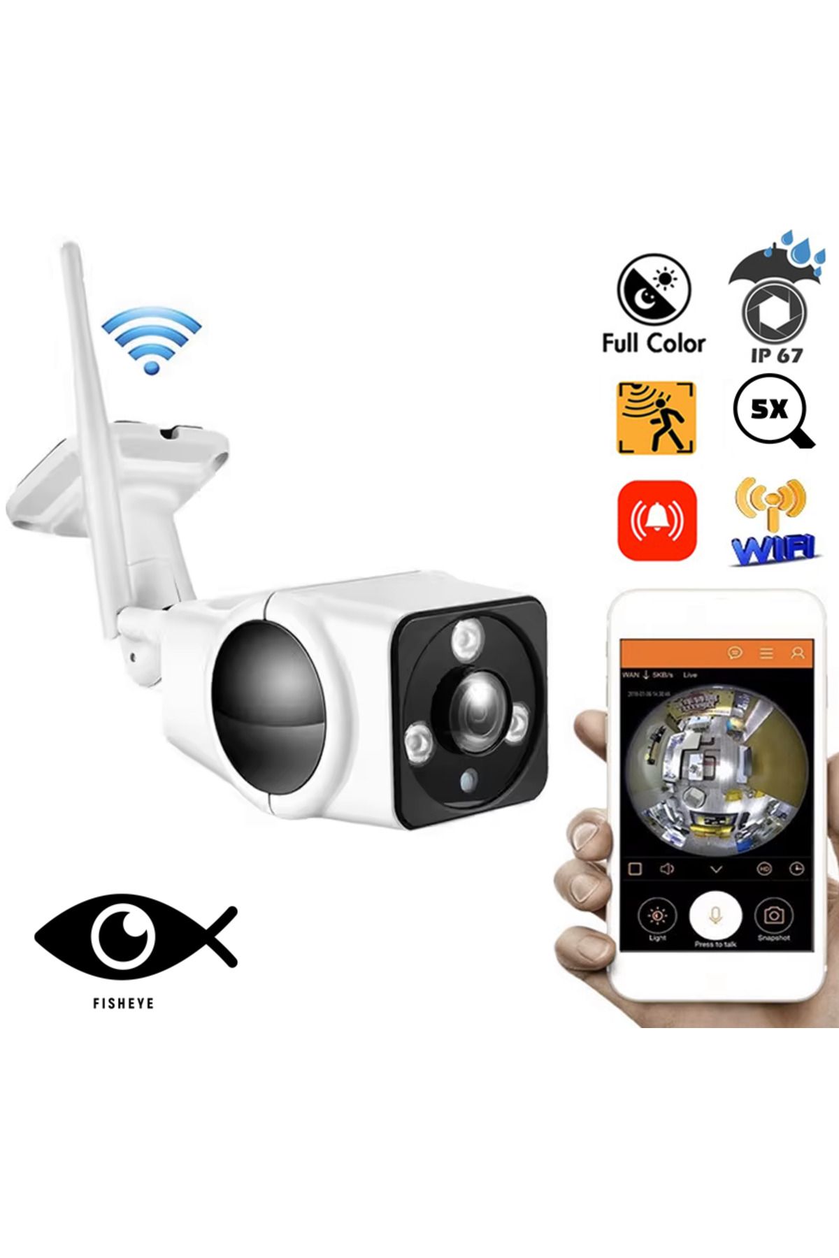 Venas 3mp full HD Kablosuz Wifi iç ve Dış mekan Balık gözü sd karta kayıt yapan Güvenlik Kamerası