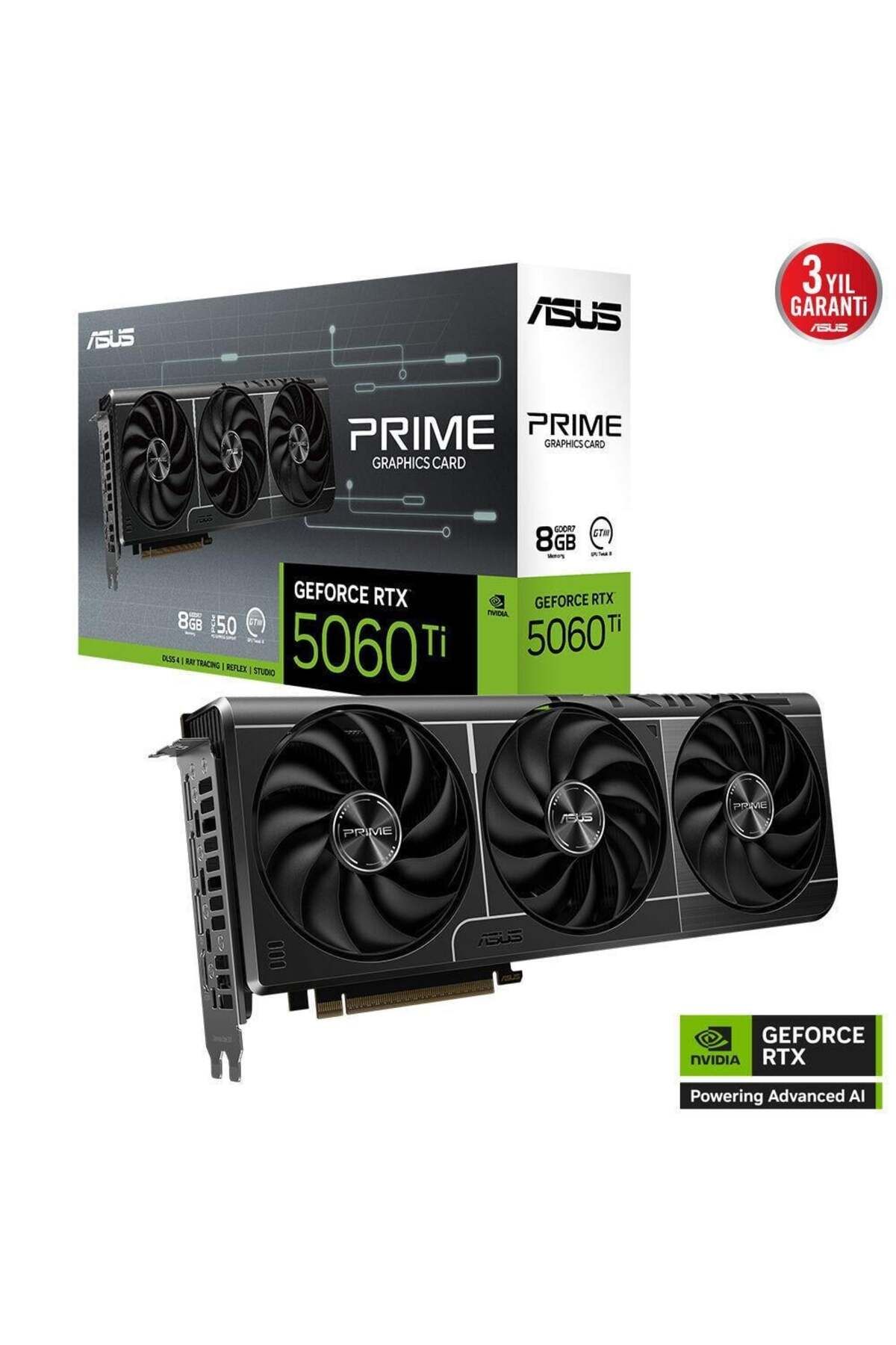 ASUS PRIME GeForce RTX 5060 Ti 8GB GDDR7 28 Gbps 128-bit PRIME-RTX5060TI-8G Ekran Kartı