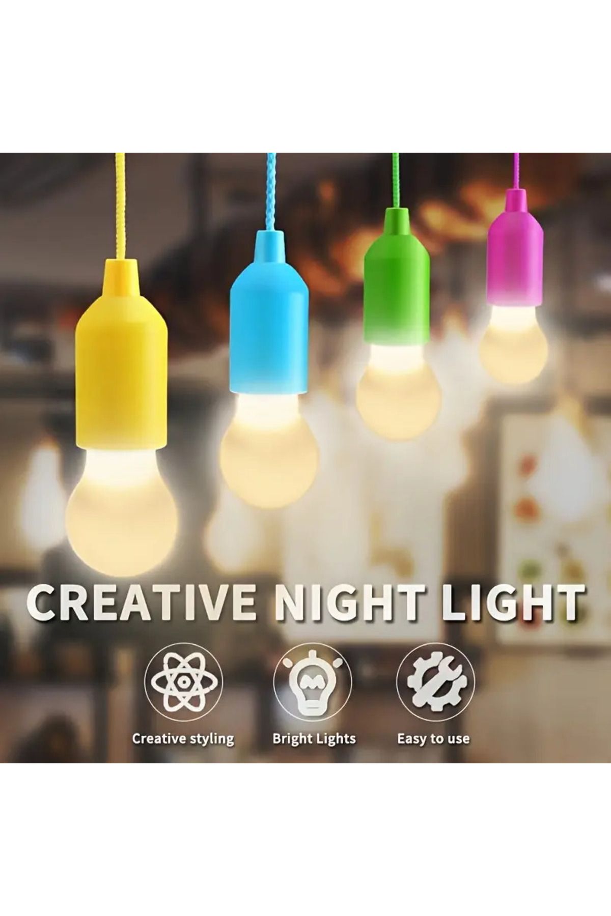 verix 6 adet 3*AAA Pil ile Çalışan LED Taşınabilir Renkli Çekmeli Ampul Aydınlatma Sahne Dekorasyonu