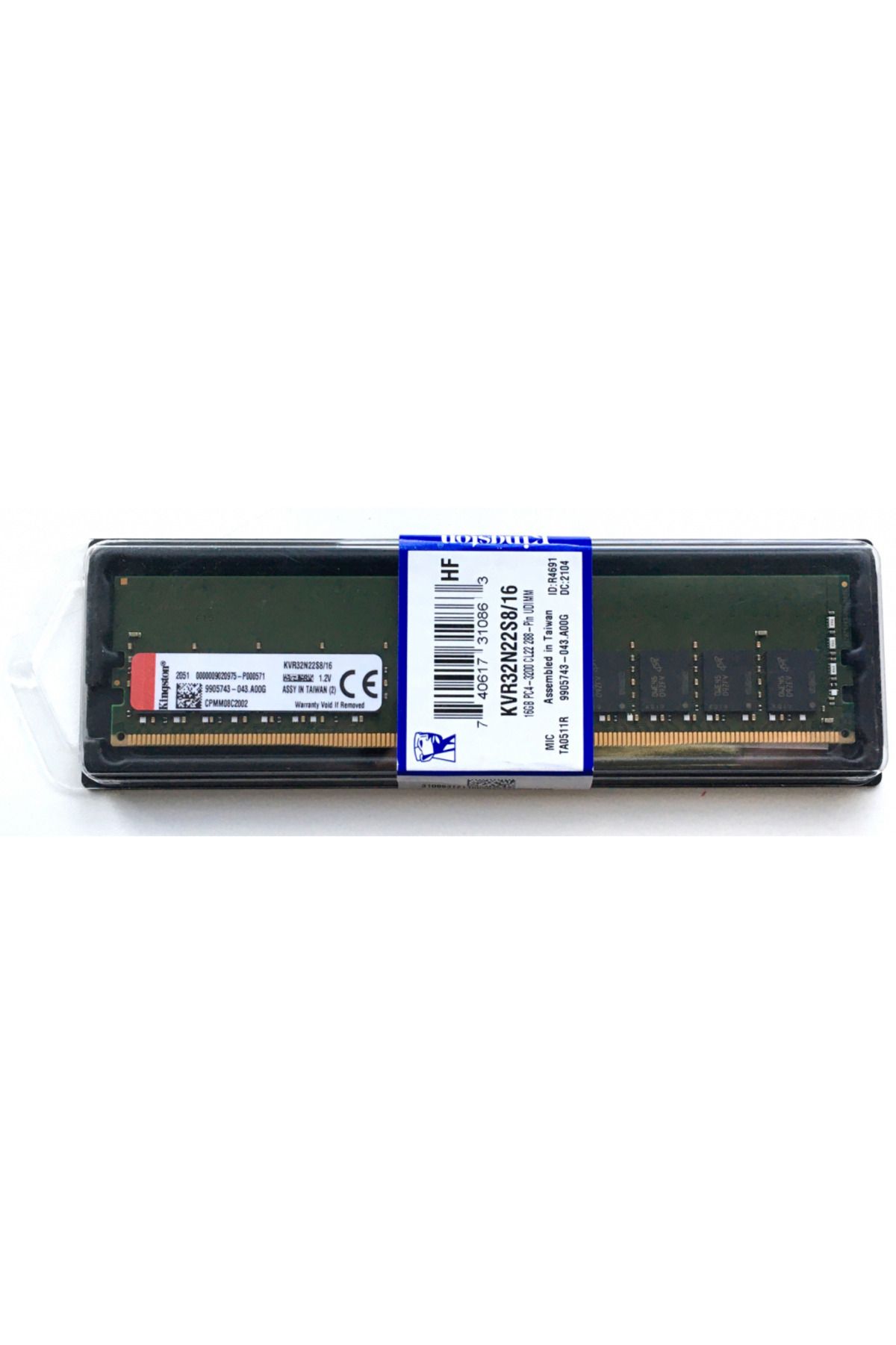 Kingston KVR32N22S8/16, 16Gb, 3200Mhz, DDR4, CL22, Desktop RAM