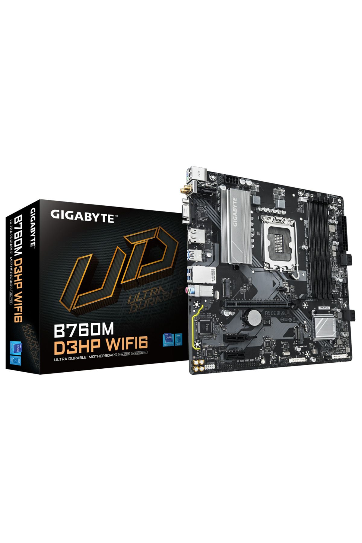 Gigabyte B760M D3HP WIFI6, 4xDDR5, 2xM.2, DP, HDMI, VGA, Wi-Fi 6E, Bluetooth v5.3, 12-13.14.Nesil, L