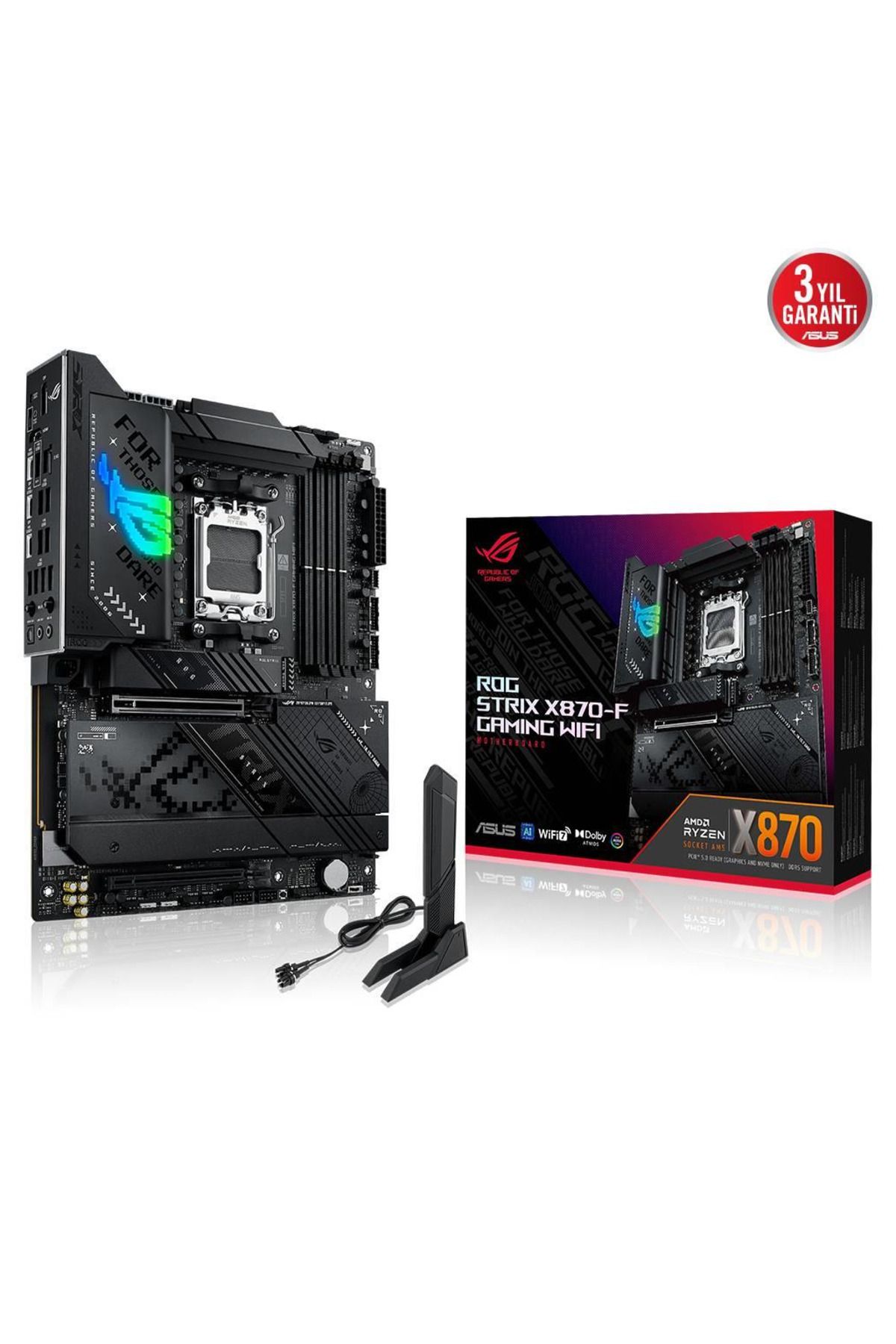 ASUS ROG STRIX X870-F GAMING WIFI, 4xDDR5, 4xM.2, HDMI, DP, Type-C, Wi-Fi 7, Bluetooth v5.4, AM5 Sok