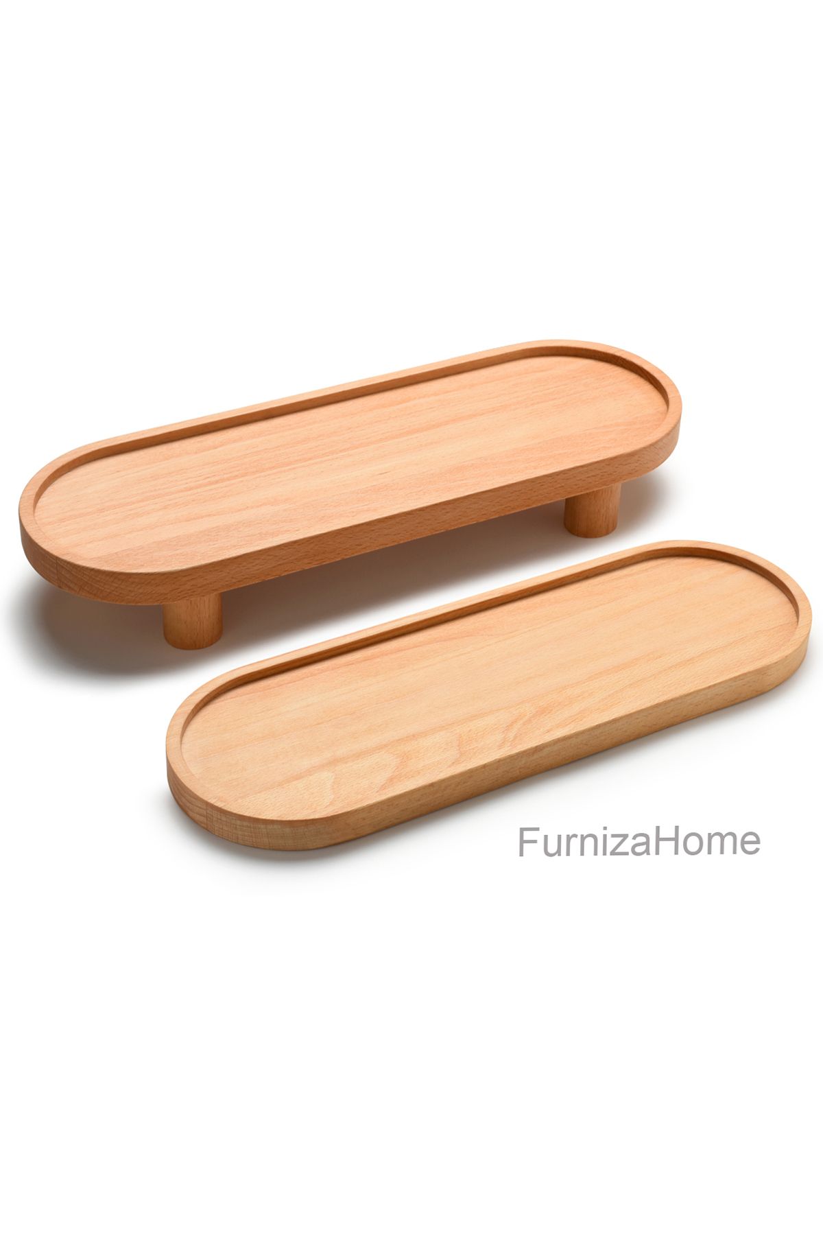 Furniza Home 2'li Ahşap Düzenleyici Sunumluk Servis Tabağı Ayaklı Sunumluk Mutfak Banyo Stand Yağdanlık Altlığı