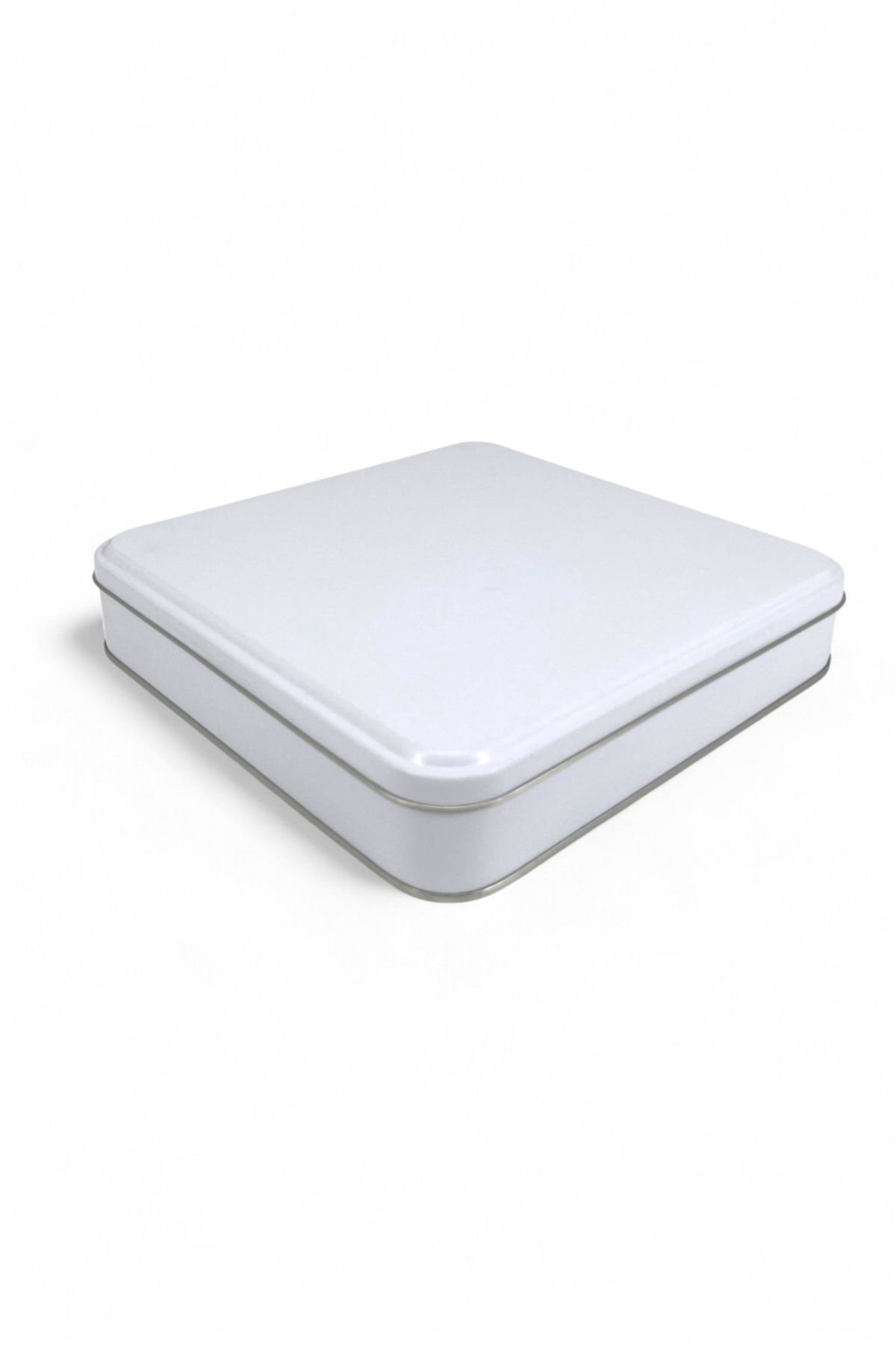 KONTENSAN 215x215x47 mm Metal Kapaklı Baskısız Metal Kutu, Mat Beyaz, 36 Adet