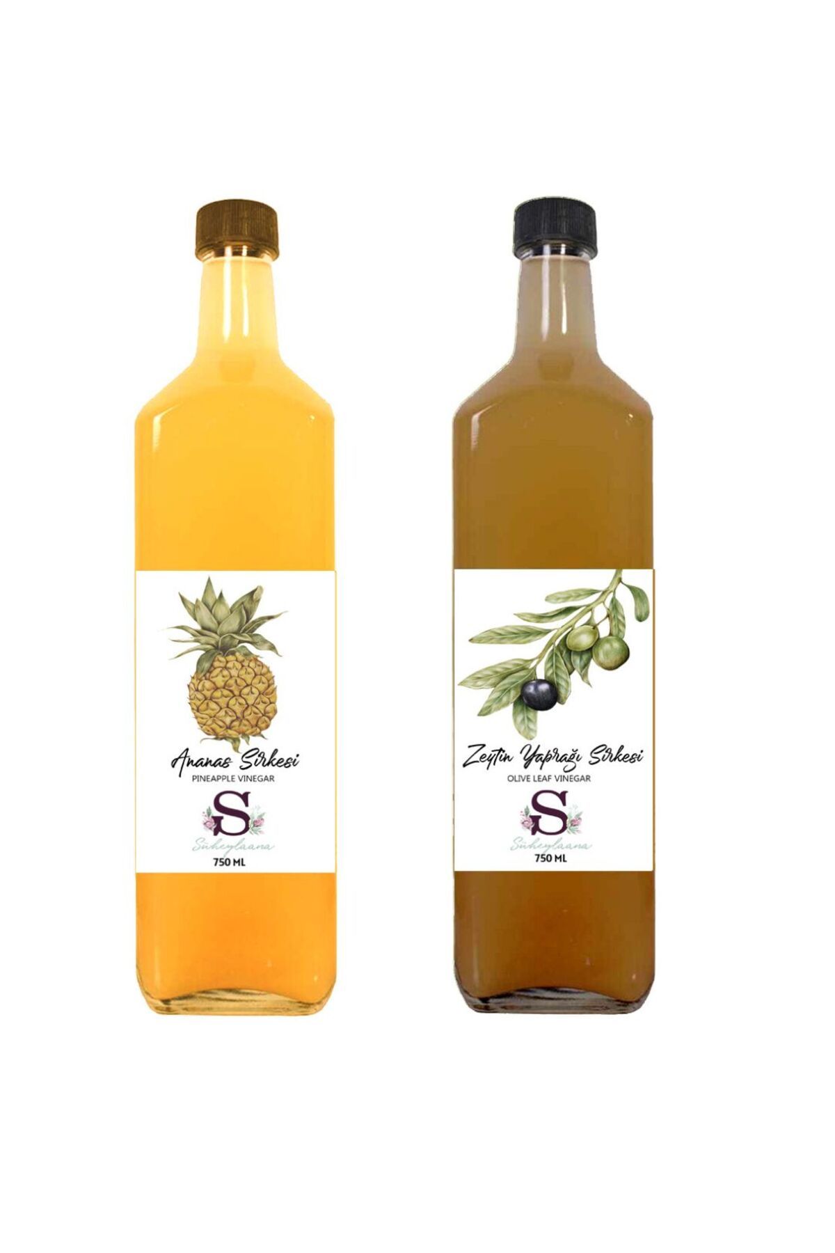 Süheylaana Doğal Ananas Sirkesi 750 Ml - Doğal Zeytin Yaprağı Sirkesi 750 Ml