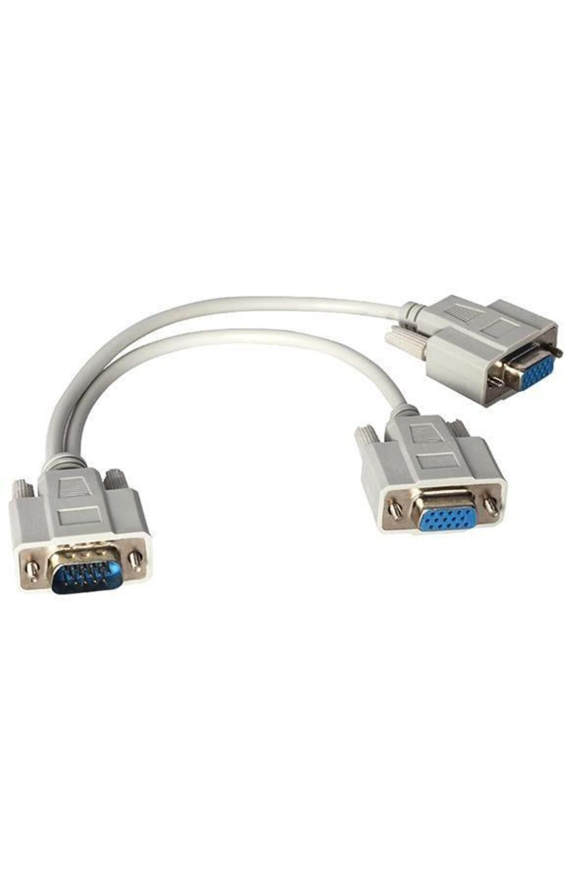 Modafiks Powermaster PM-1557 1X VGA Erkek To 2X VGA Dişi 30 CM Çevirici Kablo