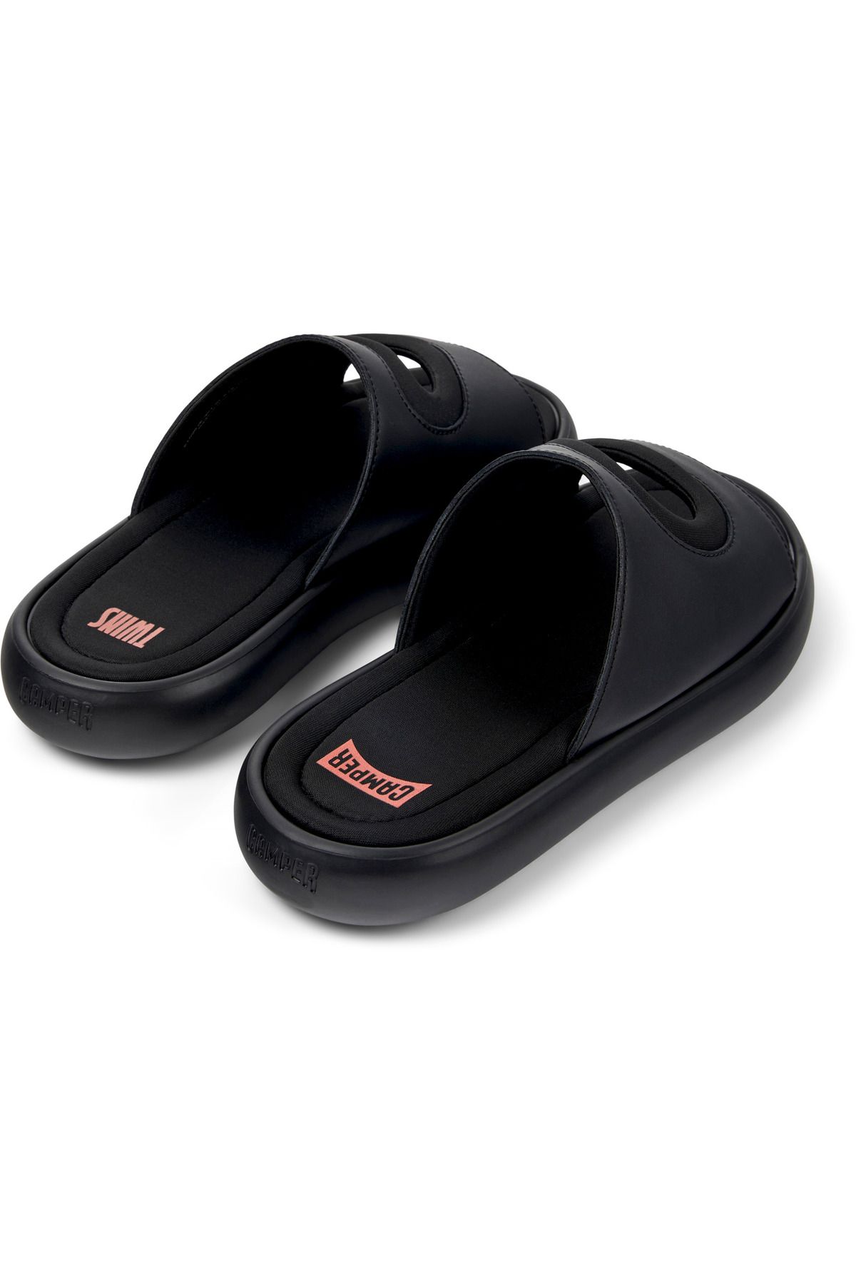 CAMPER-Men's Black Hook And Loop Genuine Leather Slip-On Twin Slide with Soft EVA Sole 4