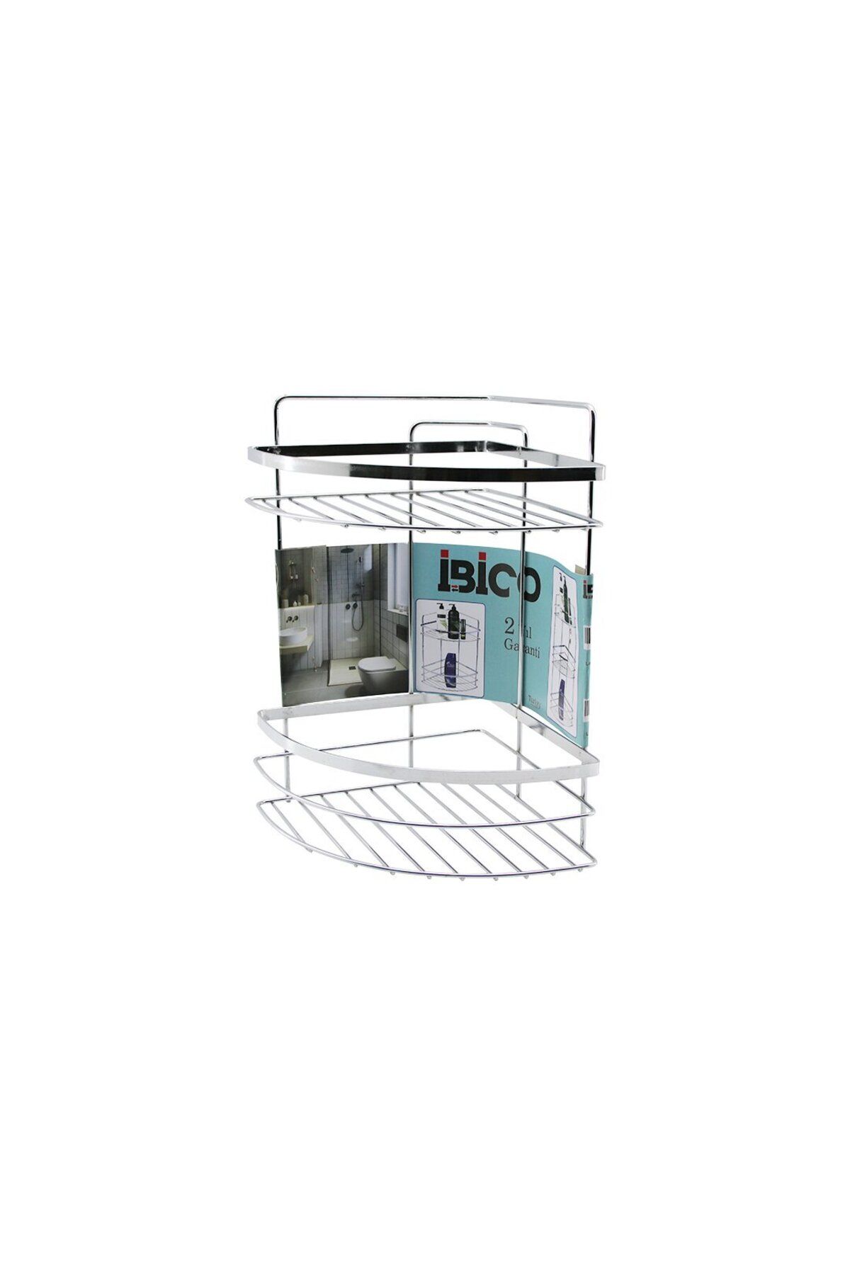 Modafiks LAMALI 2 KATLI - ÜÇGEN KROM METAL BANYO KÖŞELİK - DUŞKABİN RAF (4767)