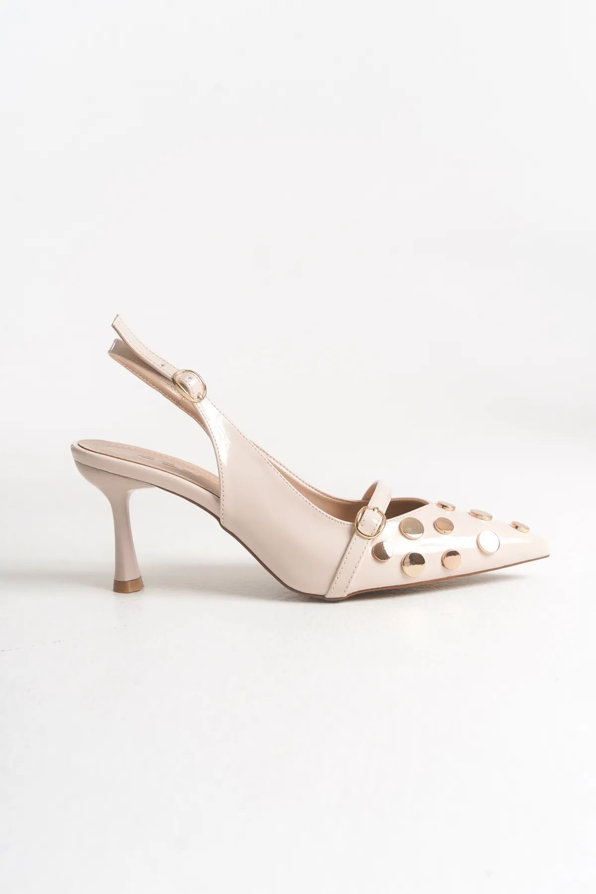 Elf Shoes & Bags ELF SHOES Gold Detaylı Sivri Burun Troklu Stiletto Ayakkabı
