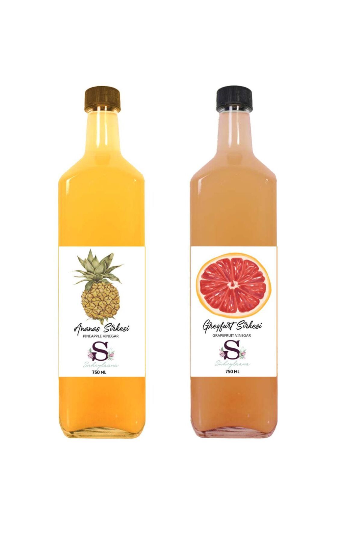 Süheylaana Doğal Ananas Sirkesi 750 Ml - Doğal Greyfurt Sirkesi 750 Ml