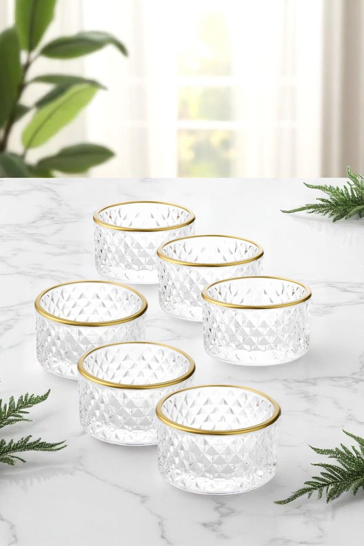 Wow Home 6 Adet Gold Yaldızlı Cam Kase Seti