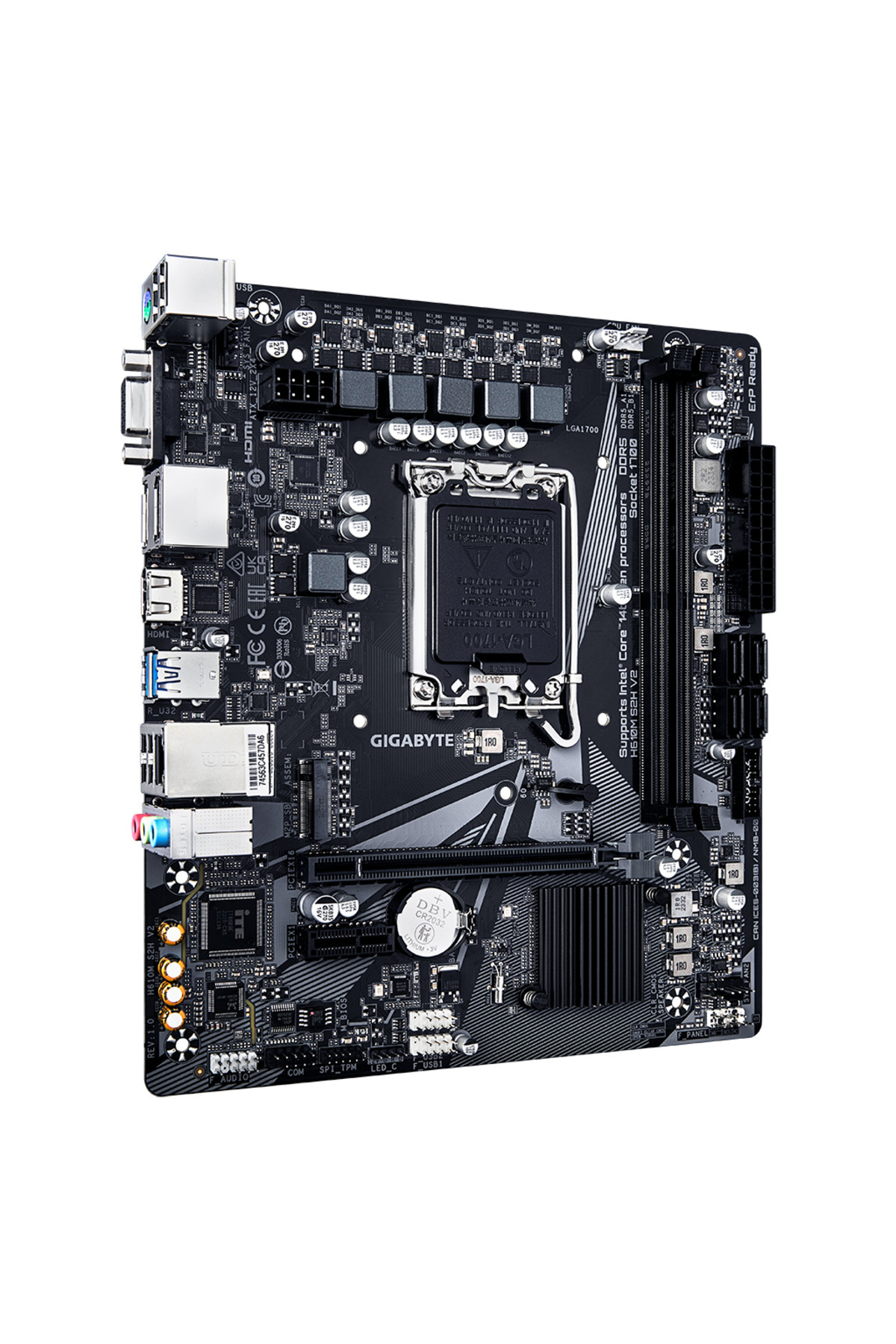 Gigabyte-H610M S2H V2، rev.1.0، 5600 ميجا هرتز، 2xDDR5، M.2، D-SUB، 2xDP، HDMI، 12-13-14.جيل، LGA1700 Sok 5