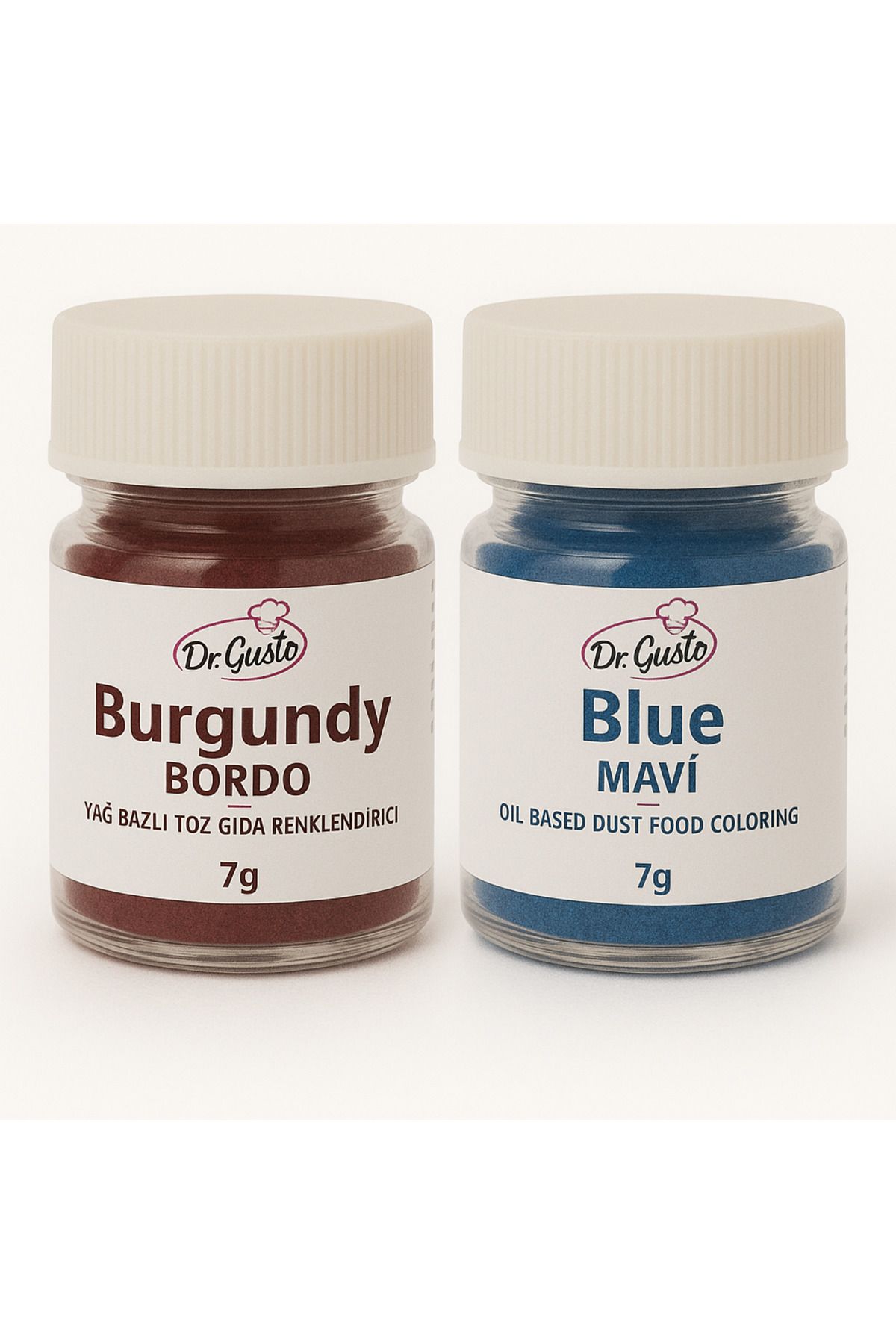 Dr. Gusto Yağ Bazlı Toz Gıda Boyası Bordo ve Mavi 7 gr