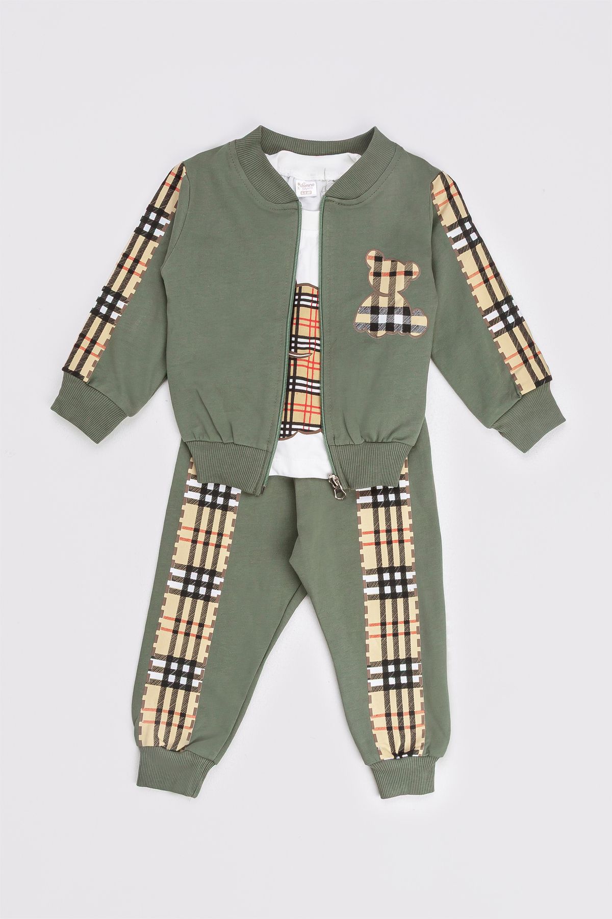 ZİMBOO Çocuk Takım Ayı Baskılı Hırka 3’lü Unisex Takım