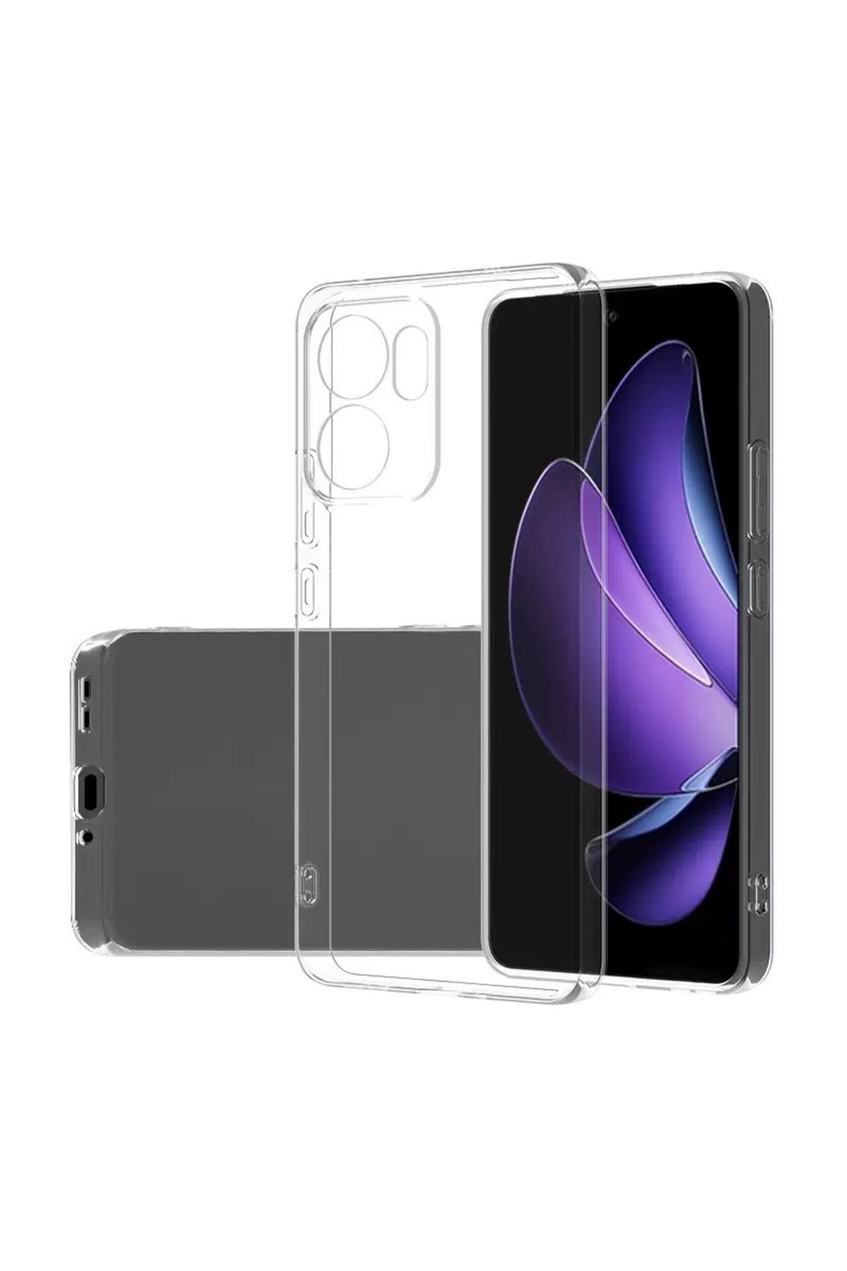 Rivor Oppo Reno 13F Uyumlu Kılıf 3D Kamera Korumalı Süper Şeffaf Esnek Silikon Kapak