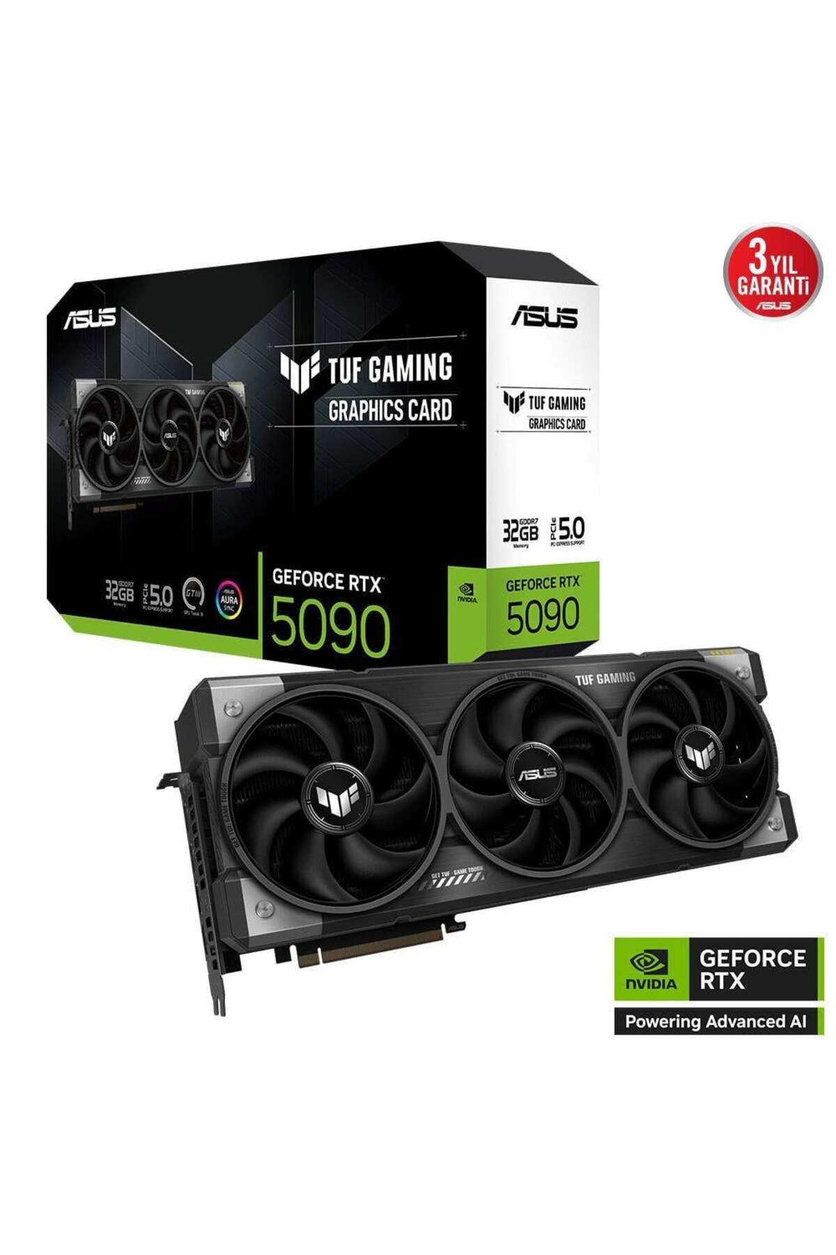 ASUS TUF Gaming GeForce RTX 5090 32GB GDDR7 28 Gbps 512-bit TUF-RTX5090-32G-GAMING Ekran Kartı