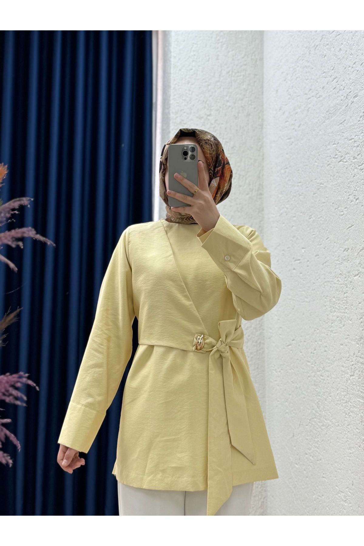 MİHRA STORE Sanelle Önü Bağlamalı Bluz-BN4442 Sarı