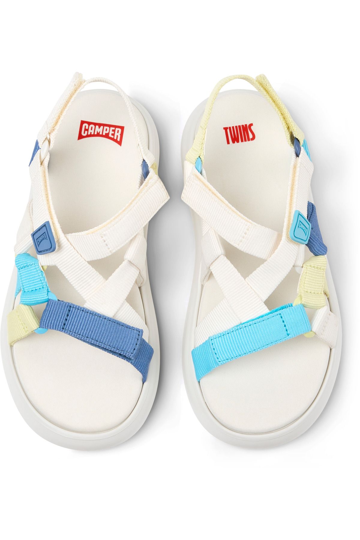 CAMPER-Women's Blue Hook And Loop Strap Summer Sandals with Soft Sole Color Block - Twins 3