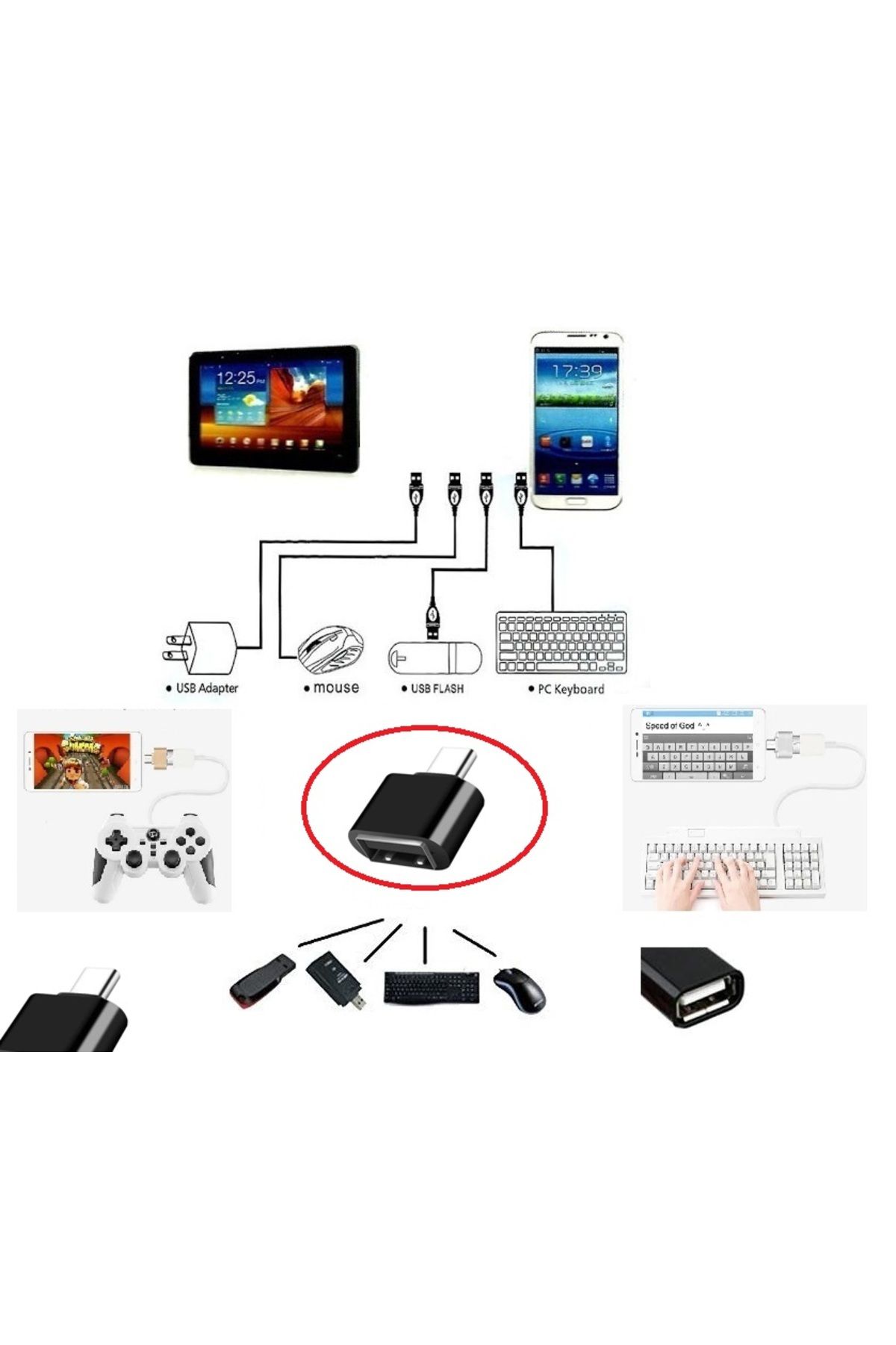 ÖYKÜ VE YİĞİT Usb to Type - C ye Dönüştürücü - Klavye Mouse Joystick Telefona Bağlama