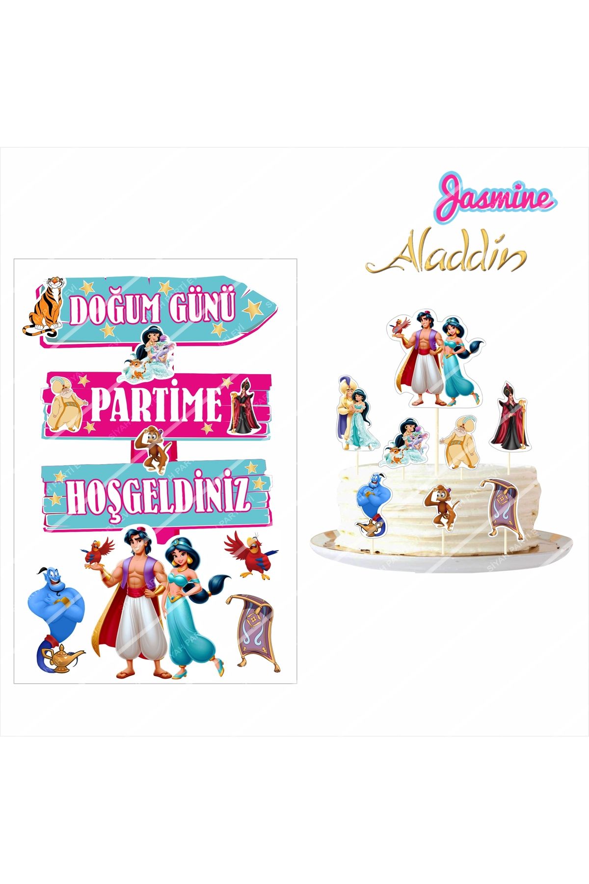SİYAH PARTİ EVİ Prenses Yasemin ve Aladdin Doğum Günü Seti