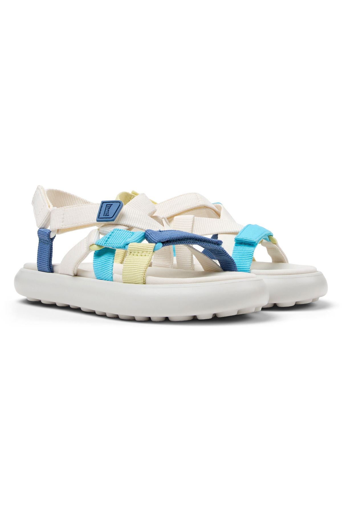 CAMPER-Women's Blue Hook And Loop Strap Summer Sandals with Soft Sole Color Block - Twins 1