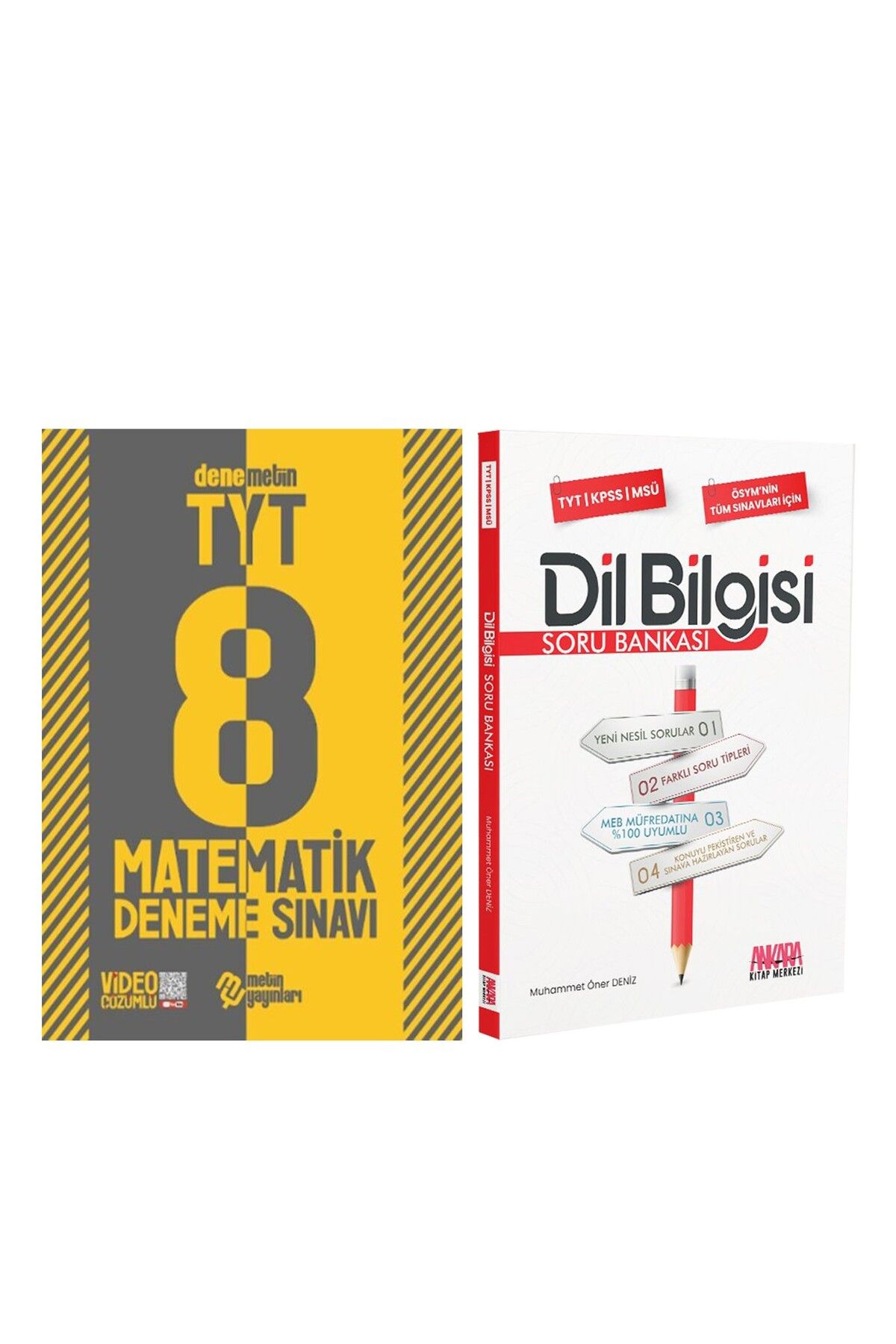 Ankara Kitap Merkezi Metin Yayınları TYT Matematik 8 Deneme ve AKM Dil Bilgisi Soru Bankası Seti 2 Kitap