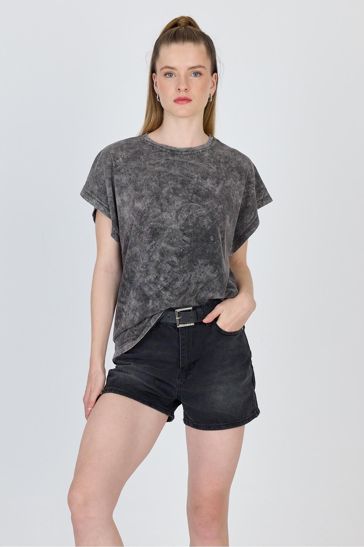Rays Antrasit Yıkamalı Oversize Basic Tişört 253014