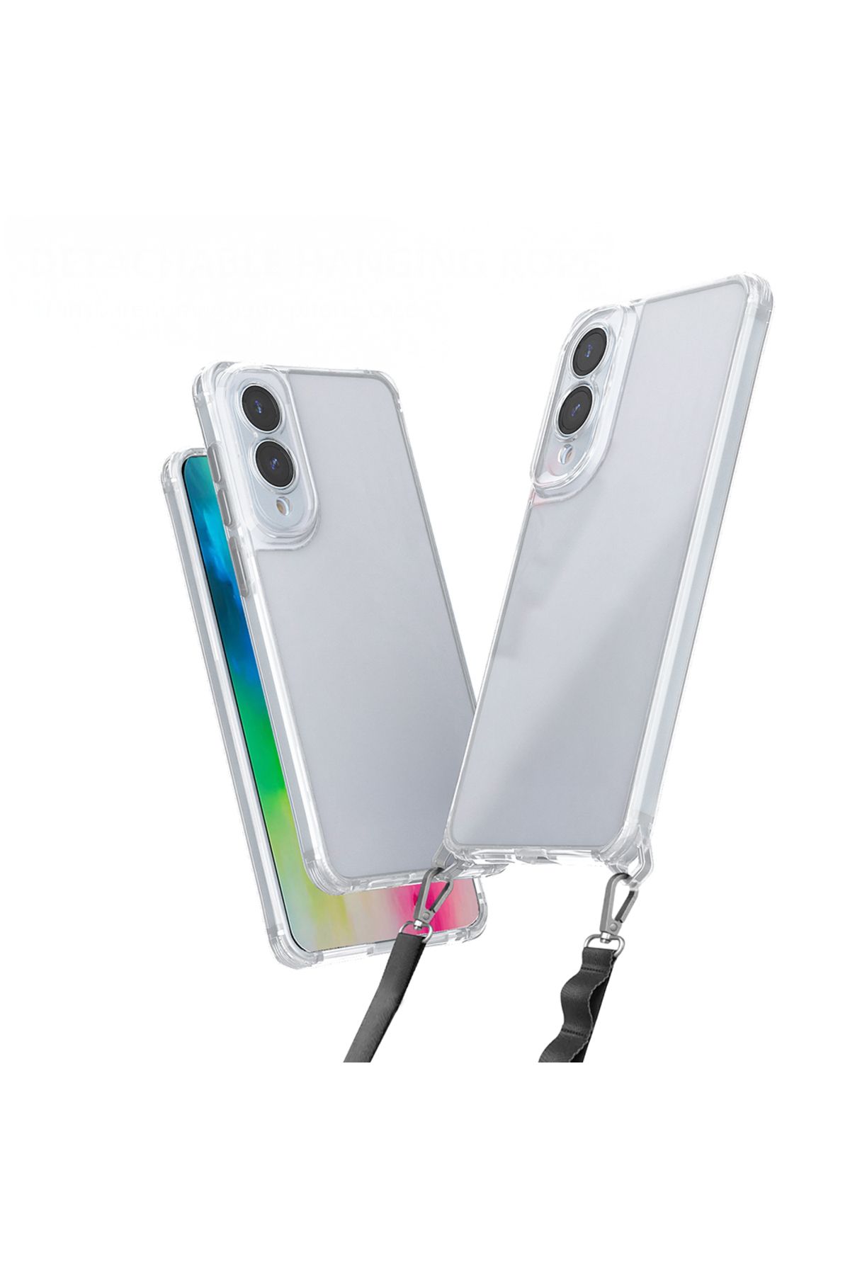 Rivor Samsung Galaxy S25 Edge Kılıf Kamera Çıkıntılı Airbagli Takılabilir Askı Aparatlı Silikon Kapak