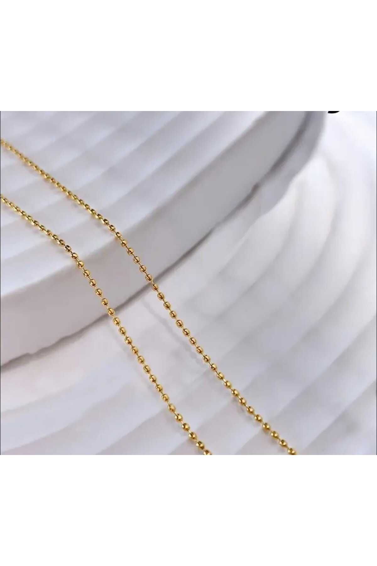yiğit aksesuar 5 Metre 3 mm Gold Renk Metal Toplu Metrelik Zincir Takı Malzemesi Bilye