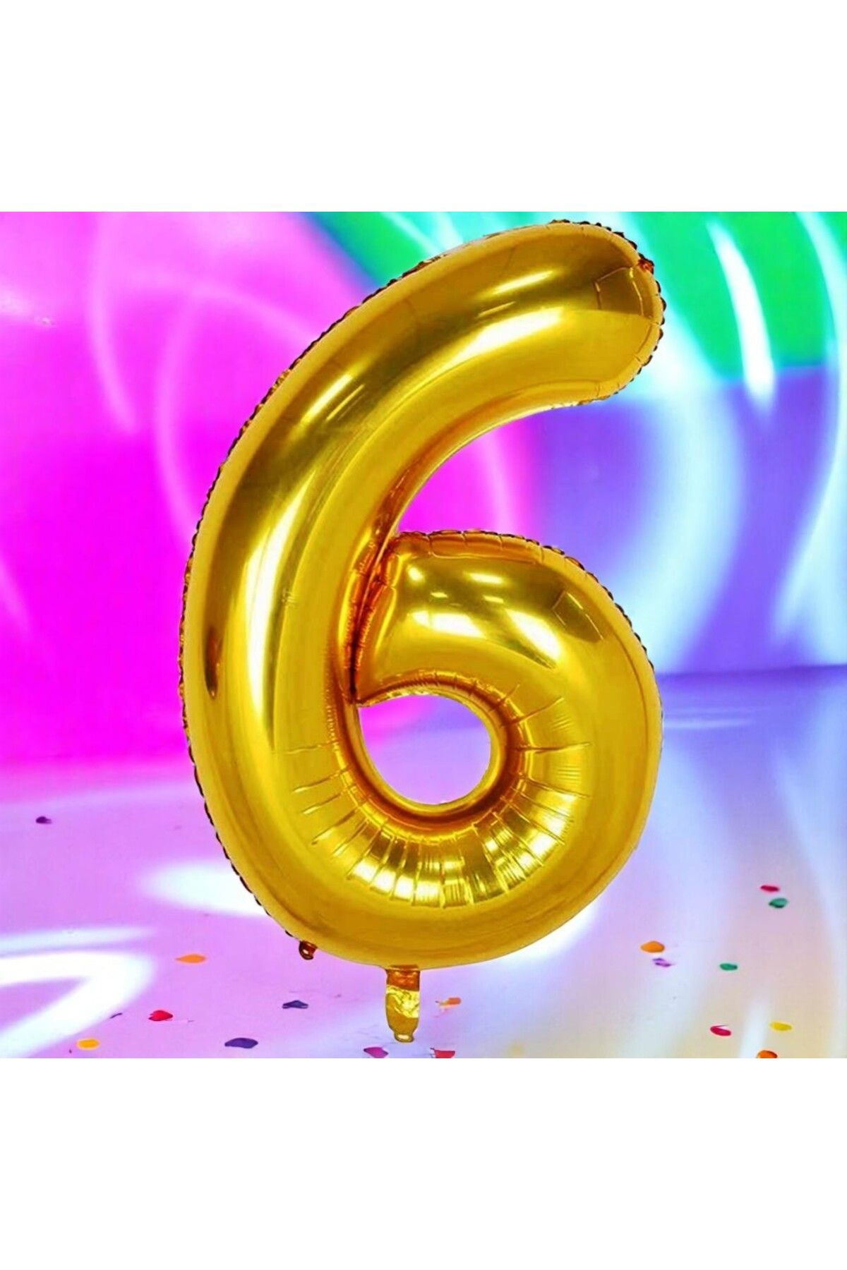 Kuzey GOLD 6 RAKAM FOLYO BALON UÇAN BALONA HELYUM GAZINA UYGUN YÜKSEK KALİTE 1 METRE GOLD 6 RAKAM BALON