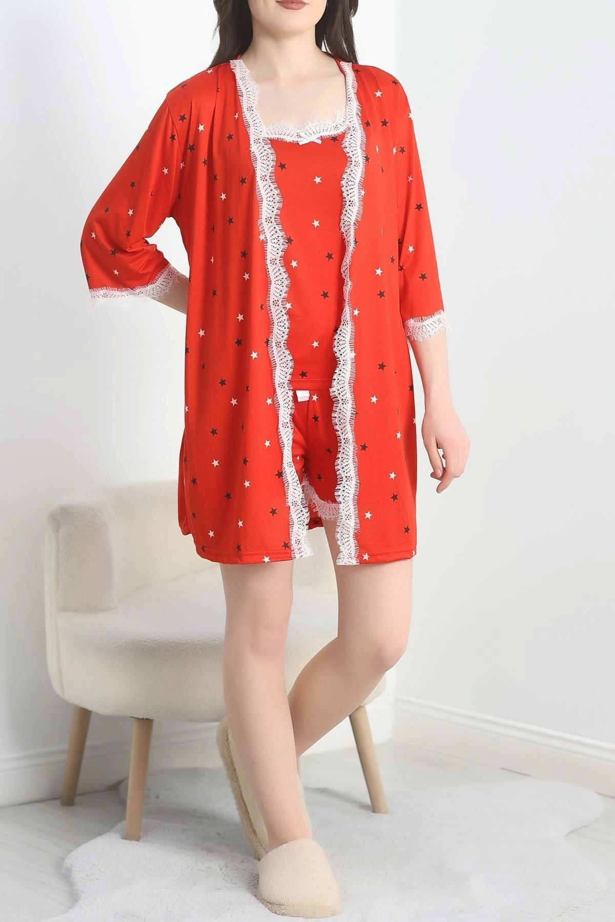 OurStyles Milan Kumaş Şortlu 3'Lü Set Kırmızı yıldız - 50148.1857.