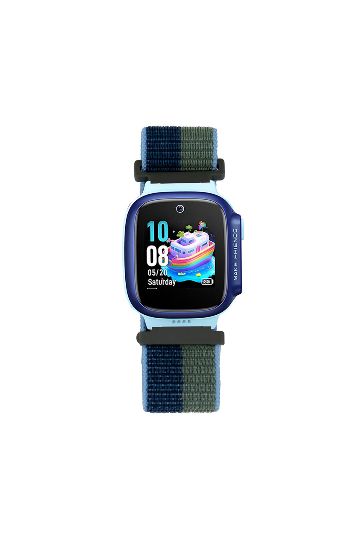 Teknodur Huawei Watch GT5 Pro 42mm TKDR KRD-03 Çocuklara Özel Hasır Kordon - Lacivert-Yeşil