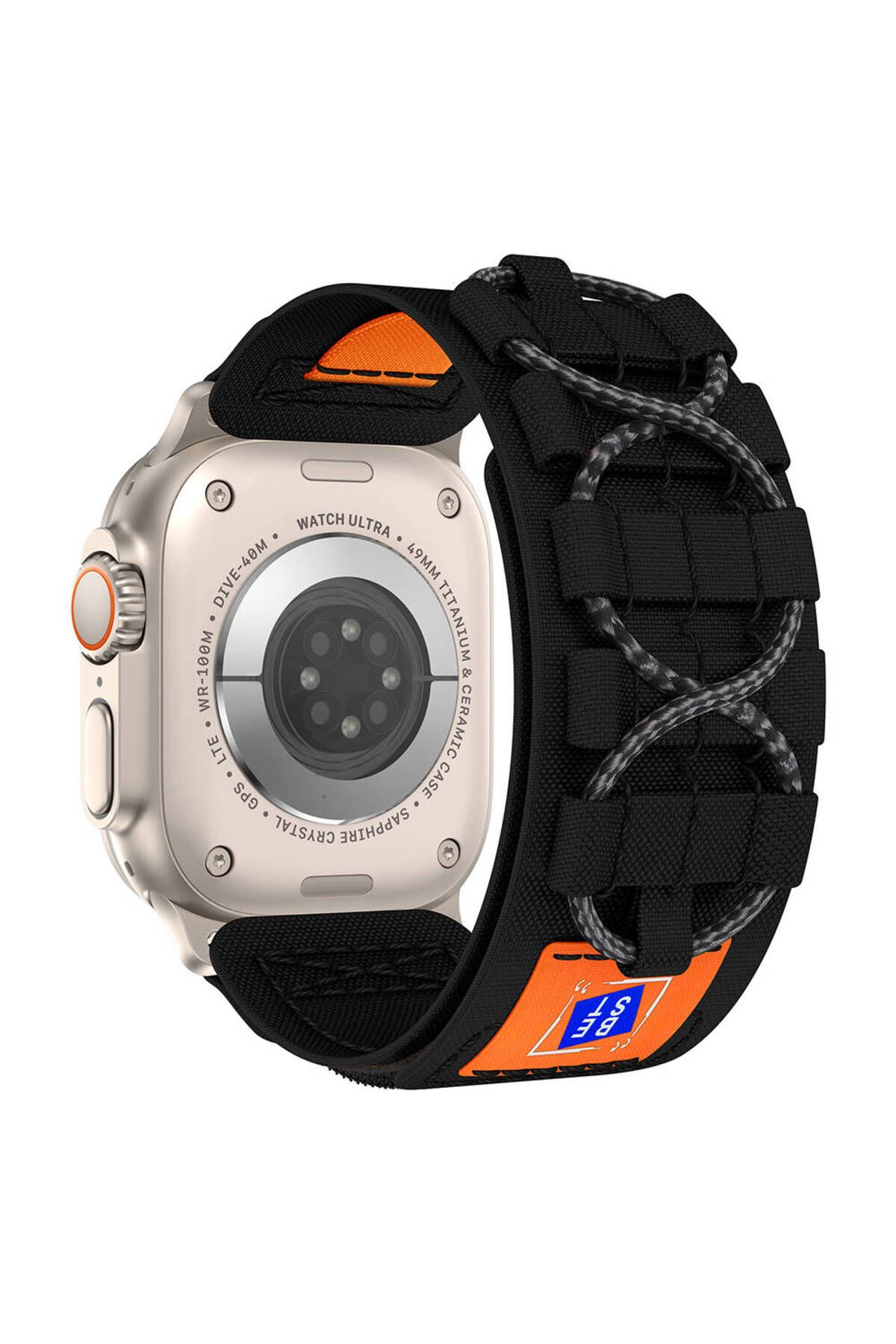 Teknodur Watch Ultra 49mm Uyumlu TKDR- KRD-99 Hasır Kordon-Siyah