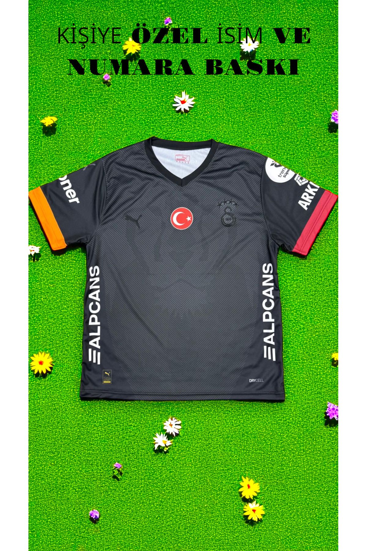 FORMALİSTAN Kişiye Özel Isim Ve Numara - Gâlâtâsârây- 24/25 Sezon Aslan Temalı Yetişkin Futbol Forması - Siyah