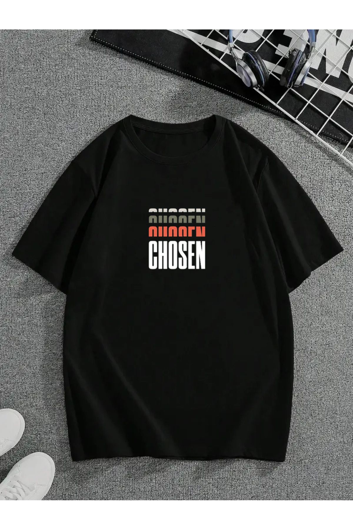 MODA Unisex Oversize Kalıp Chosen Baskılı T-Shirt