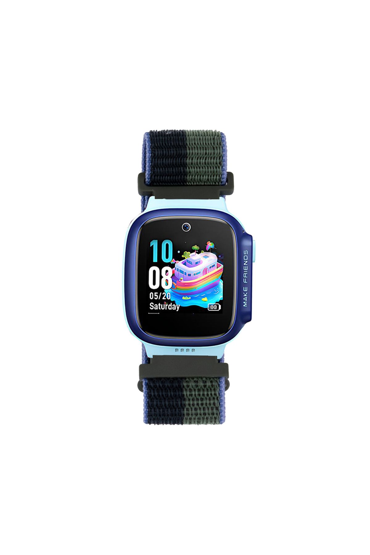 Teknodur Huawei Watch GT5 Pro 42mm TKDR KRD-03 Çocuklara Özel Hasır Kordon - Siyah-Yeşil