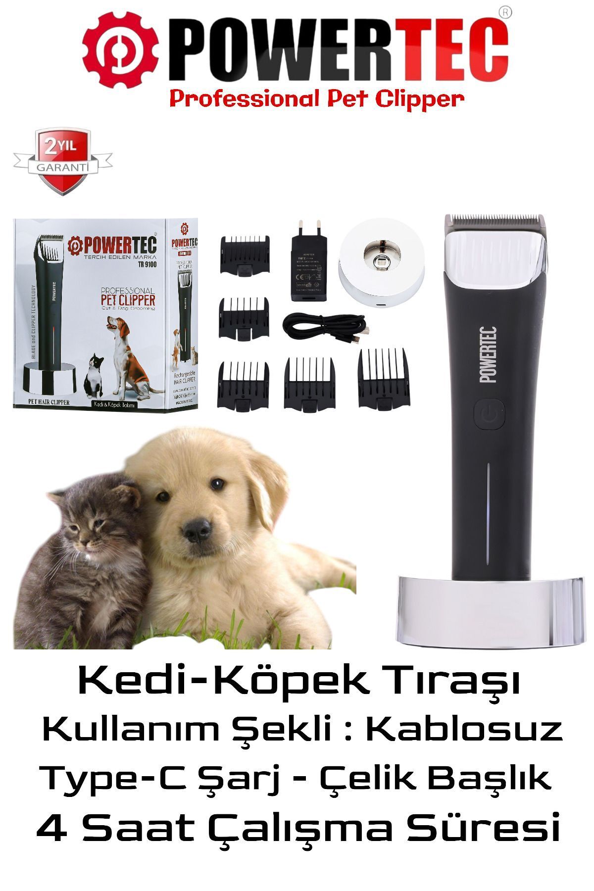 teknotrust TR-9100 Profesyonel Kedi Köpek Pet Evcil Hayvan Tıraş Makinesi