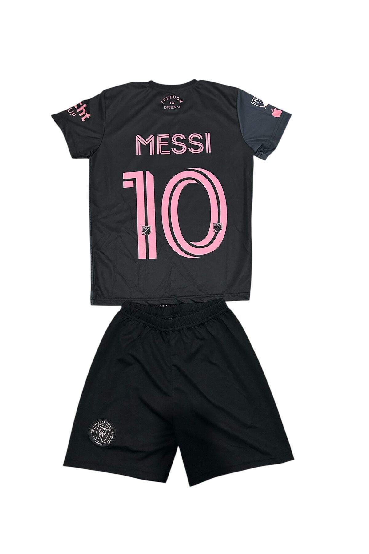 TETYS 2025/2026 İnter Miami Lionel-Messi Futbol Siyah Çocuk Forması 2'li Set Halısaha -MESSİ- Forması