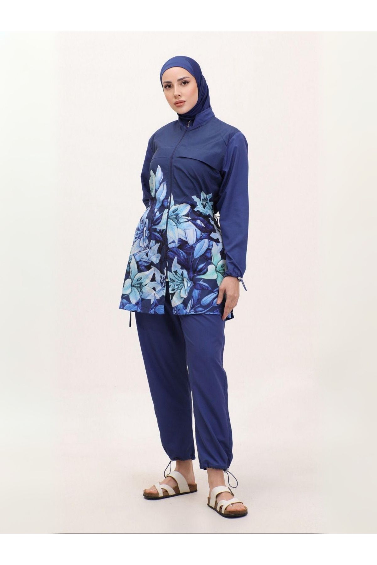 Zeynep Butik Çiçekli Nanotex Tesettür Mayo 9909 1856
