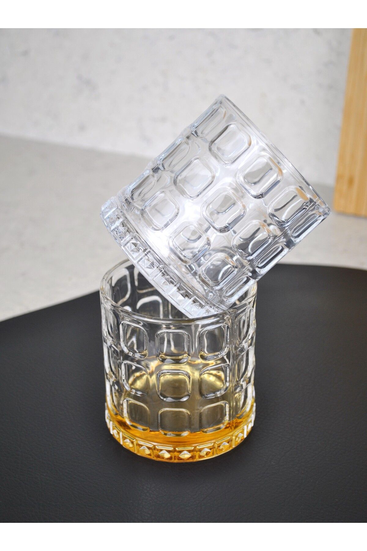 Qualitev 2'li Cam Şeffaf Viski Bardağı Kokteyl Bardak-400 Ml