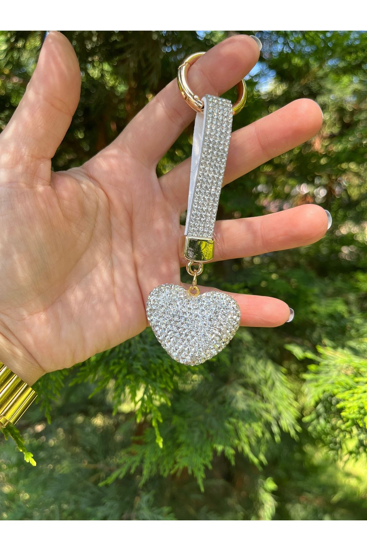 nergis collection Taşlı Gri Anahtarlık Çanta Süsü Çanta Charmı