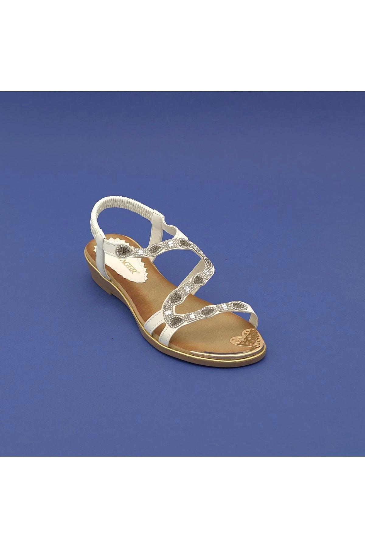 Pepita B160 Taşlı Sandalet Beyaz